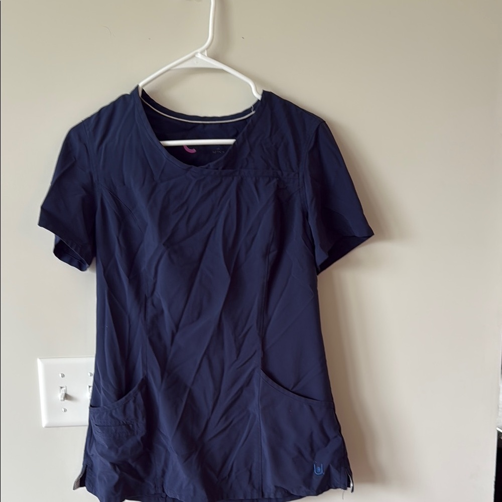 Urbane Stretchy Navy Blue Women's Scrub Top